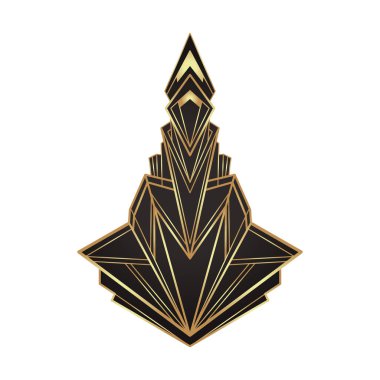 Art Deco marka altın çerçeveli siyah üzerine beyaz, tasarım elementi. Retro parti geometrik arka plan seti, 1920 'ler tarzı. Vektör illüstrasyonu