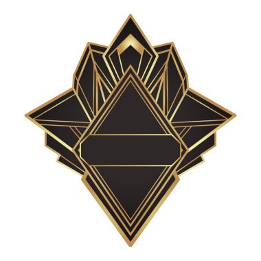 Art Deco marka altın çerçeveli siyah üzerine beyaz, tasarım elementi. Retro parti geometrik arka plan seti, 1920 'ler tarzı. Vektör illüstrasyonu