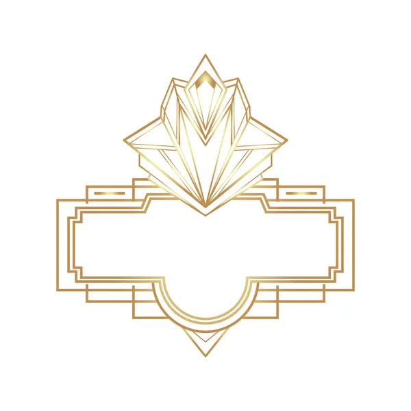 Art Deco moldura de ouro vintage em branco sobre branco, elemento de design. Conjunto de fundo geométrico de festa retrô, estilo 1920. Ilustração vetorial. —  Vetores de Stock