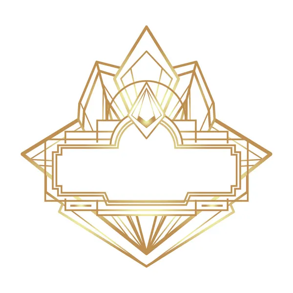 Marco de oro vintage Art Deco en blanco sobre blanco, elemento de diseño. Conjunto de fondo geométrico partido retro, estilo 1920. Ilustración vectorial. — Archivo Imágenes Vectoriales