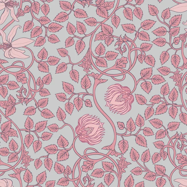 Floral vintage naadloos patroon voor retro wallpapers. Betoverde Vintage Bloemen. Kunstnijverheid geïnspireerd. Wikkel papier, behang, stoffen en mode kleding. — Stockvector