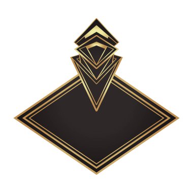 Art Deco marka altın çerçeveli siyah üzerine beyaz, tasarım elementi. Retro parti geometrik arka plan seti, 1920 'ler tarzı. Vektör illüstrasyonu