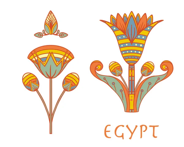 Mısır çiçeklerinin rengarenk tasarım elementleri beyaza izole edilmiş. Lotus çiçeği, vektör işareti, sembol, logo illüstrasyonu. — Stok Vektör