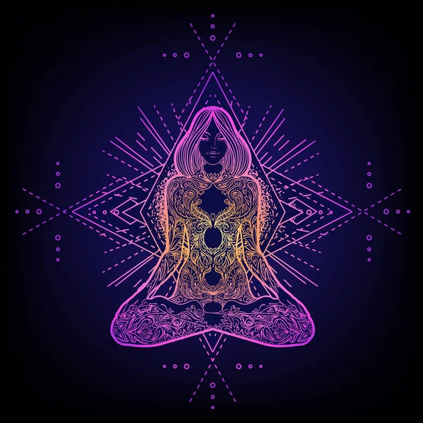 Sacred Geometry and Boo symbol set. Ayurveda sign of harmony and balance. Tattoo design, yoga logo. poster, t-shirt textile. Astrology, esoteric, religion. — Stock Vector