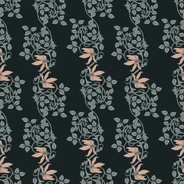 Blommig vintage sömlöst mönster för silke fyrkantig halsduk. Förtrollade Vintage Blommor. Konst- och hantverksrörelsen inspirerad. Design för omslagspapper, tapeter, tyger. — Stock vektor