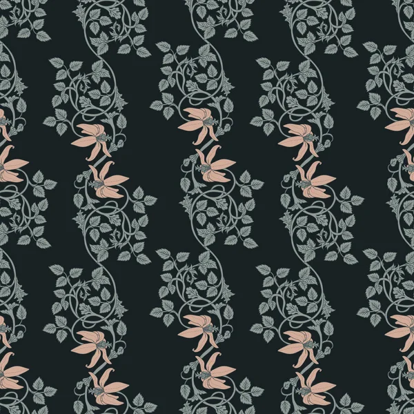 Patrón floral vintage sin costuras para bufanda cuadrada de seda. Flores vintage encantadas. Arte y Artesanía movimiento inspirado. Diseño para papel de envolver, papel pintado, telas. — Vector de stock