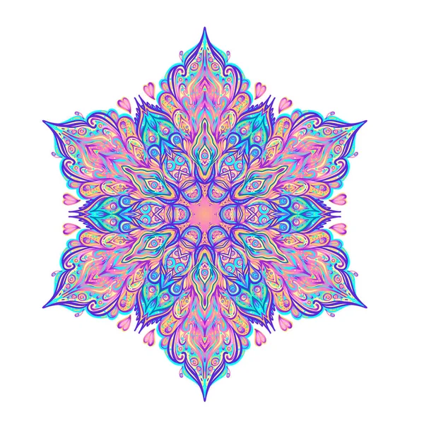 Vector ornamental Lotus floral design, ethnic art, patterned Indian paisley. Hand drawn illustration. Invitation element. Tattoo, astrology, alchemy, boho and magic symbol. — стоковый вектор