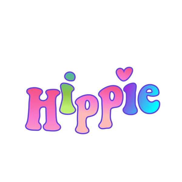 Hippie modelo de design lettering sobre fundo aquarela colorido. Elemento de design estilo vintage desenhado à mão. Yoga, paz, festival, arte têxtil. Ilustração vetorial — Vetor de Stock