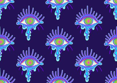 Nilüfer çiçeği kutsal geometri sembolü, her tarafı asit renkleriyle kaplı. Mistik, simya, okült konsept.