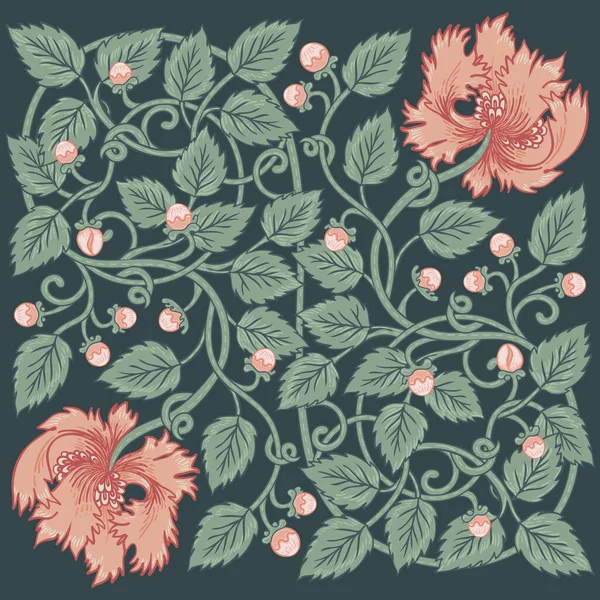Floral vintage seamless pattern for retro wallpapers. Enchanted Vintage Flowers. Arts and Crafts movement inspired. Design for wrapping paper, wallpaper, fabrics. — Stock Vector