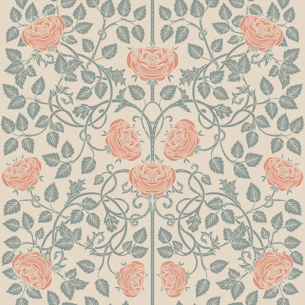 Floral vintage seamless pattern for retro wallpapers. Enchanted Vintage Flowers. Arts and Crafts movement inspired. Design for wrapping paper, wallpaper, fabrics. — Stock Vector