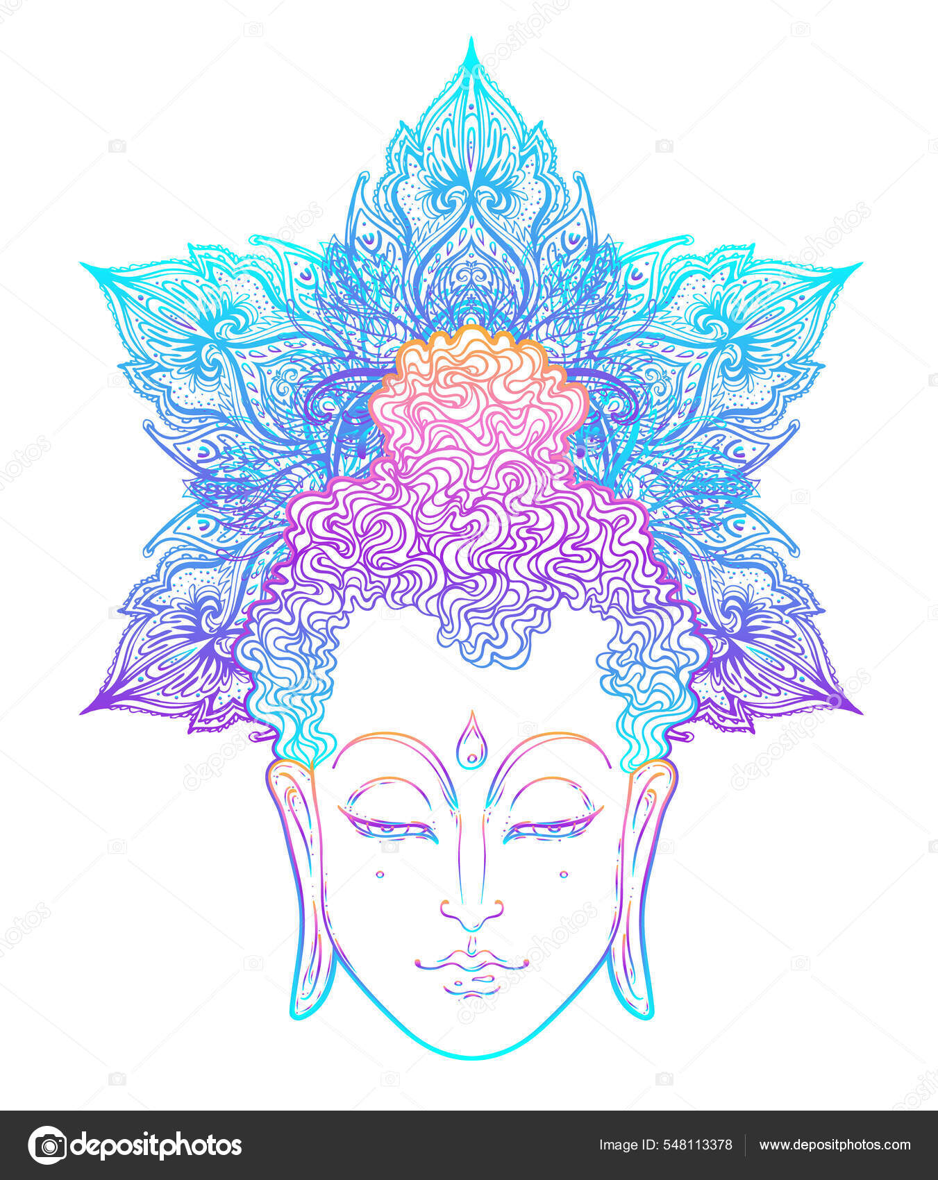 Buda cara sobre adornado patrón redondo mandala. Ilustración del vector  vintage esotérico. India, budismo, arte espiritual. Tatuaje hippie,  espiritualidad, dios tailandés, yoga zen Vector de stock #548113378 de  ©vgorbash, image size:1351x1700
