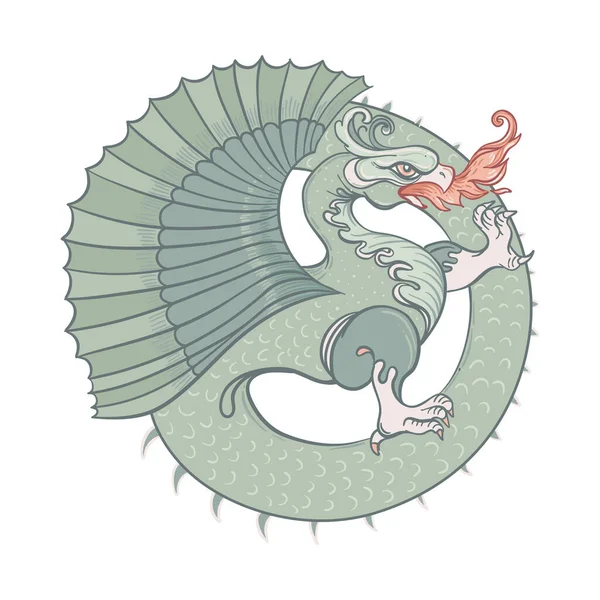 Ouroboros. Serpiente o dragón comiéndose su propia cola. Antiguo símbolo del ciclo eterno de vida, muerte y renacimiento. tatuaje, brujería, masónica, ilustración vectorial — Archivo Imágenes Vectoriales