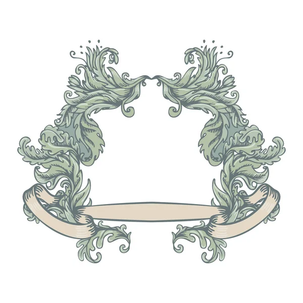 Vintage High Ornate Original Royal Marco en color verde. Ilustración vectorial aislada en blanco. — Vector de stock