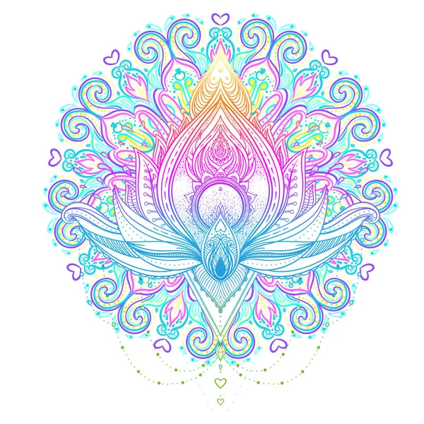 Heiliges Geometrie-Symbol mit allem sehenden Auge in sauren Farben. Mystik, Alchemie, okkultes Konzept. Design für Indie-Musik-Cover, T-Shirt-Druck, psychedelisches Poster, Flyer. — Stockvektor