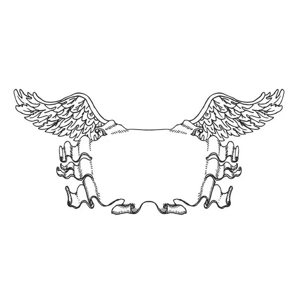 Elemento de banner vintage com asas de anjo, ilustração vetorial. — Vetor de Stock