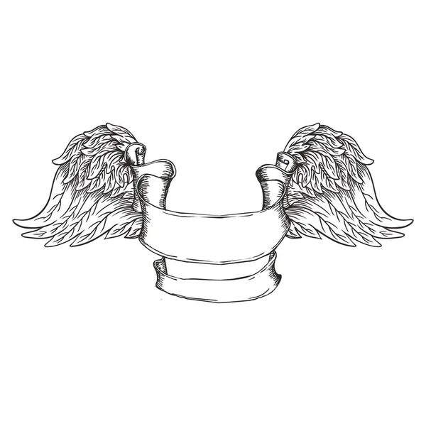 天使の翼とヴィンテージバナー要素 ベクトルイラスト テキストのスペースをコピー — ストックベクタ