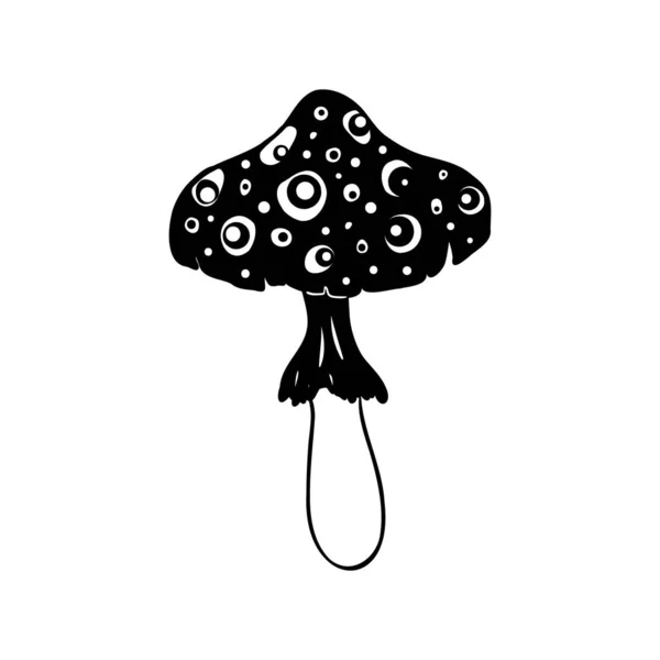 Magic Mushrooms Psychedelic Hallucination Outline Vector Illustration Isolated White 60S — Stock Vector