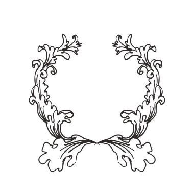 Vintage design wreath element. Vector illustration isolated on white.
