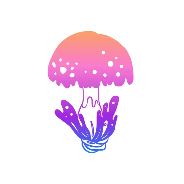 Magic Mushrooms Psychedelic Hallucination Gradient Colorful Vector Illustration Isolated White — Vettoriale Stock