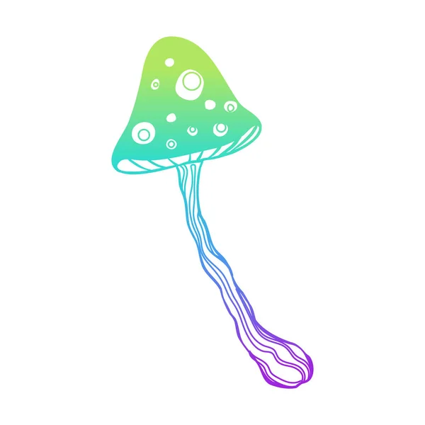 Magic Mushrooms Psychedelic Hallucination Gradient Colorful Vector Illustration Isolated White — Stockvector