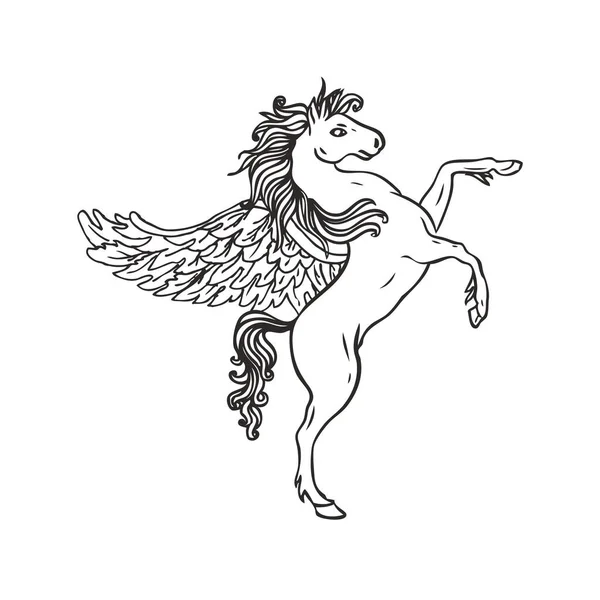 Element Shields Pegasus Unicorn Vector Illustration Isolated White — Stockvektor