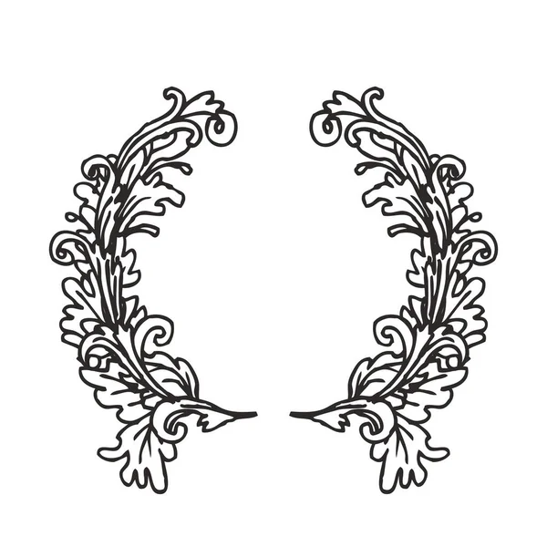 Vintage Design Wreath Element Vector Illustration Isolated White — Stok Vektör