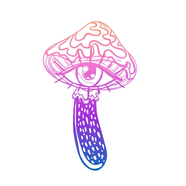 Magic Mushrooms Psychedelic Hallucination Gradient Colorful Vector Illustration Isolated White — Stok Vektör