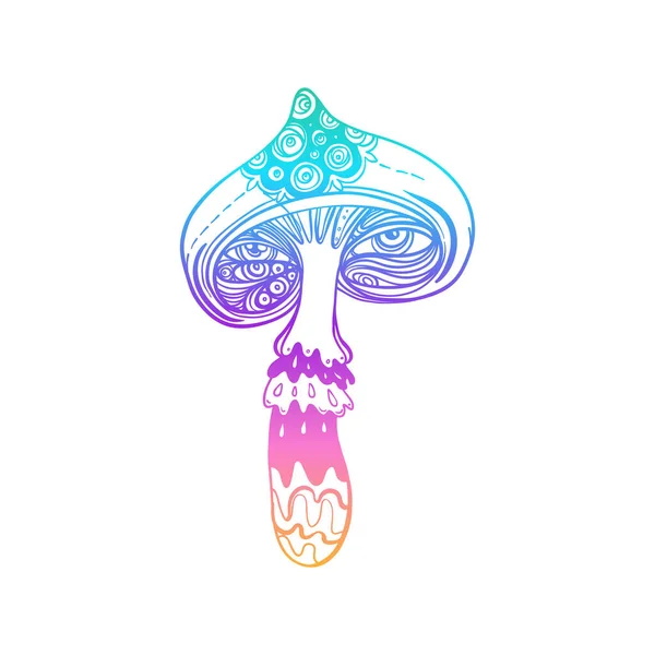 Magic Mushrooms Psychedelic Hallucination Gradient Colorful Vector Illustration Isolated White — 图库矢量图片