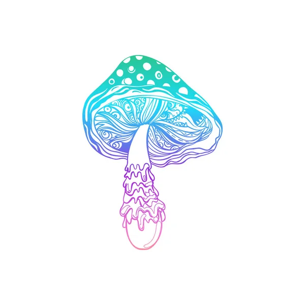 Magic Mushrooms Psychedelic Hallucination Gradient Colorful Vector Illustration Isolated White — Wektor stockowy