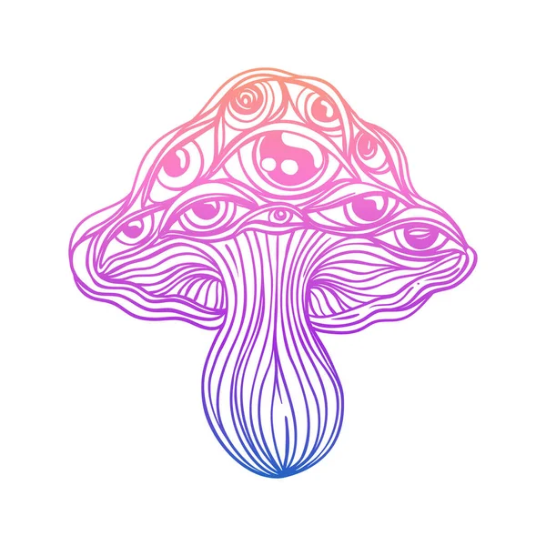 Magic Mushrooms Psychedelic Hallucination Gradient Colorful Vector Illustration Isolated White — Vector de stock