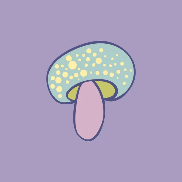 Magic Mushroom Psychedelic Hallucination Vector Illustration Pastel Colors Isolated 60S — Vector de stock