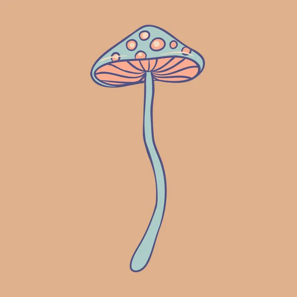 Magic Mushroom Psychedelic Hallucination Vector Illustration Pastel Colors Isolated 60S —  Vetores de Stock