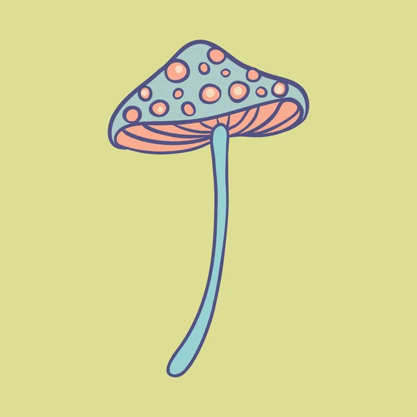 Magic Mushroom Psychedelic Hallucination Vector Illustration Pastel Colors Isolated 60S — Stockvector