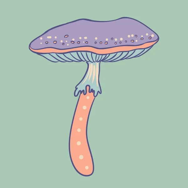Magic Mushroom Psychedelic Hallucination Vector Illustration Pastel Colors Isolated 60S — Vetor de Stock