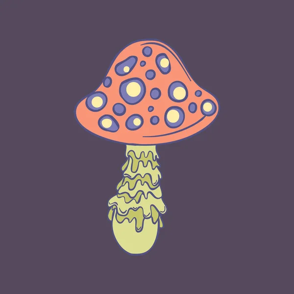 Magic Mushroom Psychedelic Hallucination Vector Illustration Pastel Colors Isolated 60S — Vettoriale Stock