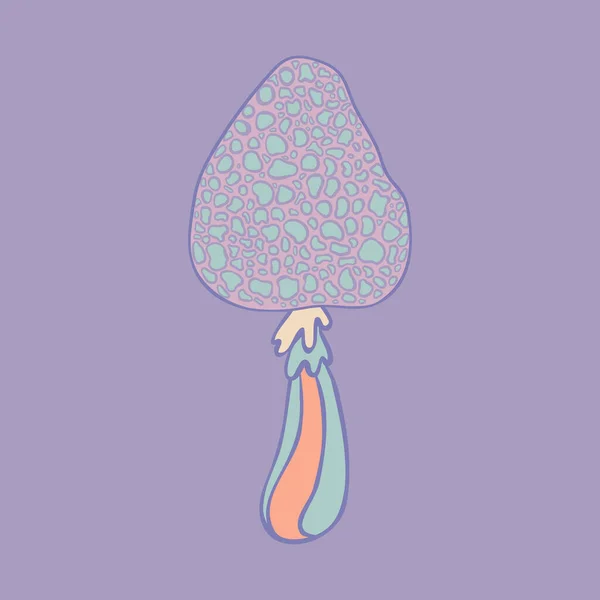Magic Mushroom Psychedelic Hallucination Vector Illustration Pastel Colors Isolated 60S — ストックベクタ