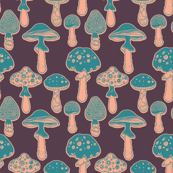 Magische Paddenstoelen Psychedelische Hallucinatie Levendige Vectorillustratie Jaren Hippie Kleurrijke Achtergrond — Stockvector