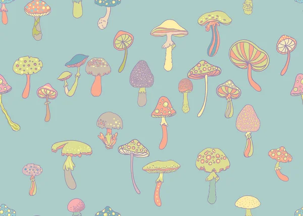 Magische Paddenstoelen Psychedelische Hallucinatie Levendige Vectorillustratie Jaren Hippie Kleurrijke Achtergrond — Stockvector