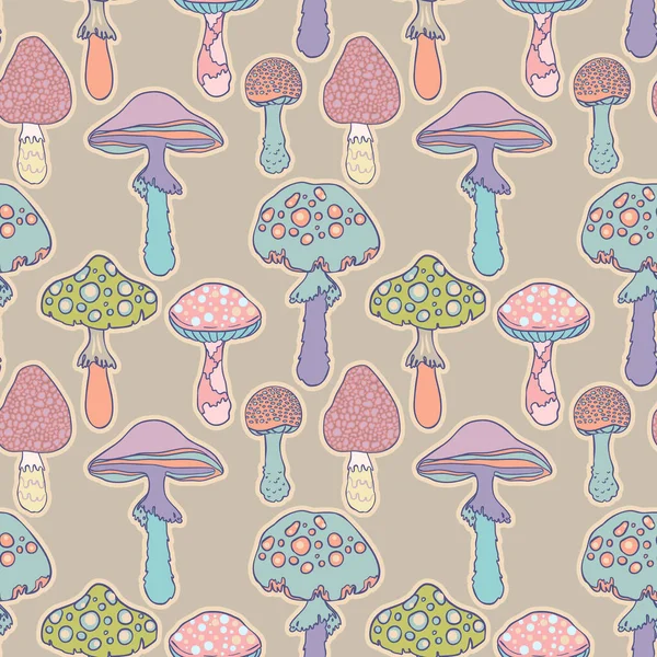 Magic Mushrooms Psychedelic Hallucination Vibrant Vector Illustration 60S Hippie Colorful — Stock Vector