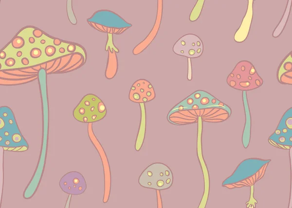 Cogumelos Mágicos Alucinação Psicadélica Ilustração Vetorial Vibrante Hippie Fundo Colorido —  Vetores de Stock