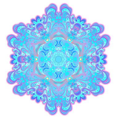 Decorative Indian round lace ornate mandala. Vintage vector pattern on transparent background. Hand drawn abstract colorful background. Invitation, wedding card, scrapbooking. Tattoo design.