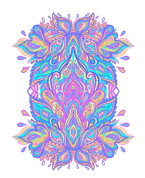 Decorative Indian round lace ornate mandala. Vintage vector pattern on transparent background. Hand drawn abstract colorful background. Invitation, wedding card, scrapbooking. Tattoo design.