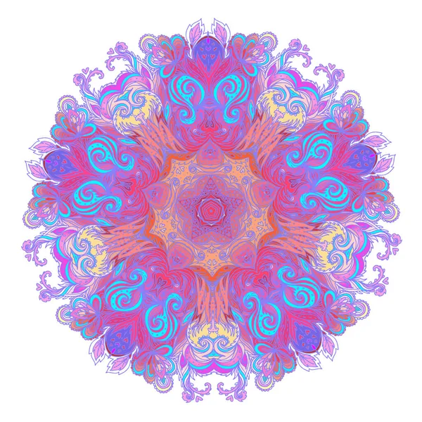 Decorative Indian round lace ornate mandala. Vintage vector pattern on transparent background. Hand drawn abstract colorful background. Invitation, wedding card, scrapbooking. Tattoo design.