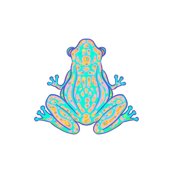 Green Frog Acid Colors Hippie Style Totem Animal Vector Illustration — 图库矢量图片