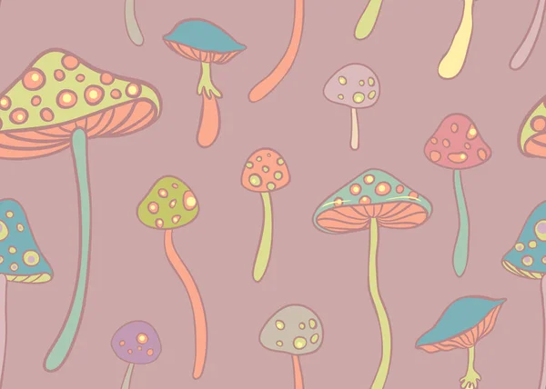 Magische Paddenstoelen Psychedelische Hallucinatie Levendige Vectorillustratie Jaren Hippie Kleurrijke Achtergrond — Stockvector