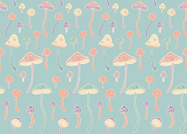 Magische Paddenstoelen Psychedelische Hallucinatie Levendige Vectorillustratie Jaren Hippie Kleurrijke Achtergrond — Stockvector