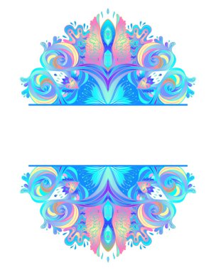 Decorative Indian round lace frame in mandala style. Vintage vector pattern isolated. Hand drawn abstract colorful background.. Tattoo design. Copy space.