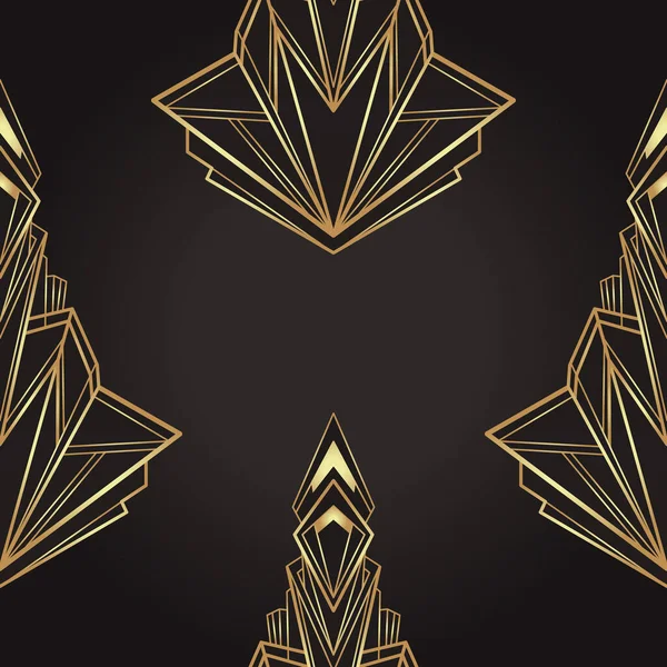 黒と金のアール デコ様式の幾何学的なシームレスなパターン ベクトルイラスト 1920年代にデザインされた ジャズ時代にインスパイアされた 20秒 ヴィンテージ生地 包装紙 — ストックベクタ