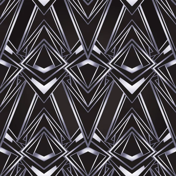 Art Deco Stijl Geometrisch Naadloos Patroon Zwart Zilver Vector Illustratie — Stockvector